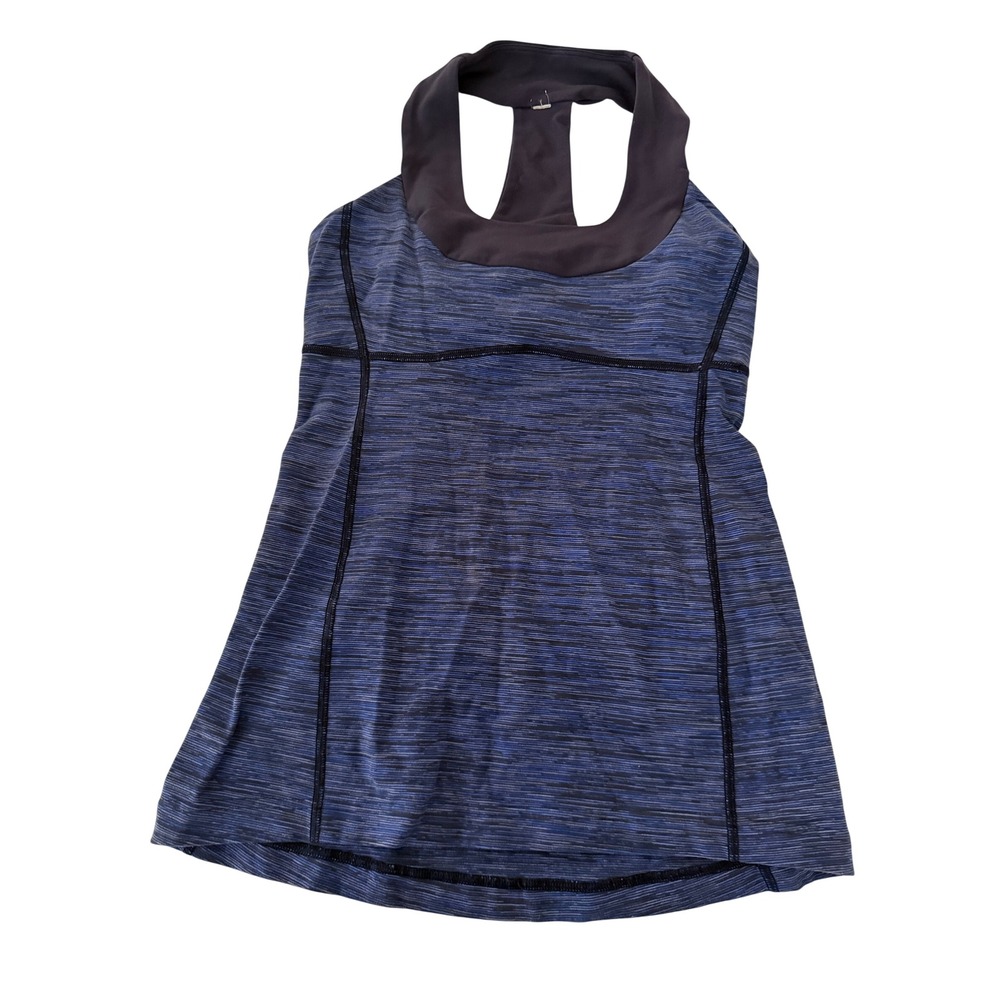 Lululemon No Limits Tank Top Blue Space Dye Racerback Built-in Bra Size 6
